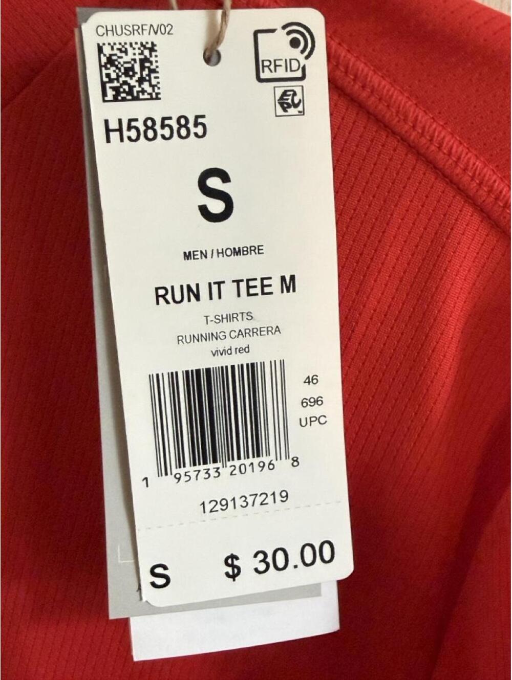 Adidas Run It Tee M Men's Running T-Shirt Vivid Red Size S - Picture 4 of 5
